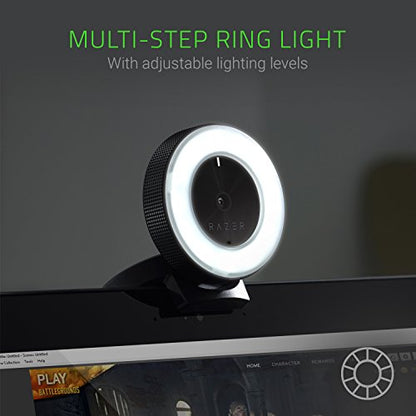Razer Kiyo Streaming Webcam: Full HD 1080p 30 FPS / 720p 60 FPS - Ring Light w/Adjustable Brightness - Built-in Microphone - Autofocus - Works with Zoom/Teams/Skype for Conferencing and Video Calling