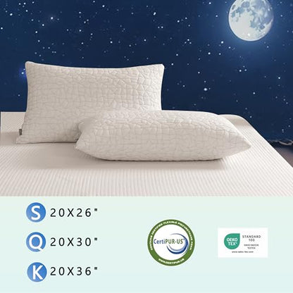 RGTIME Shredded Memory Foam Pillows, King Size Set of 2,Adjustable Bed Pillows for Side Back Stomach Sleepers,Comfy Cooling Pillows for Sleeping with Washable Cover…