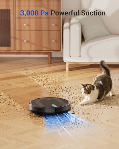 Proscenic 850T Robot Vacuum and Mop Combo, WiFi/App/Alexa/Siri Control, Robotic Vacuum Cleaner with Gyro Navigation, Boundary Strip Included, Self-Charging, Slim, Good for Hard Floor, Pet Hair, Carpet