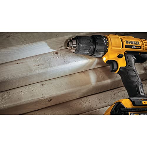 DEWALT 20V Max Cordless Drill / Driver Kit, Compact, 1/2-Inch (DCD771C2), Yellow