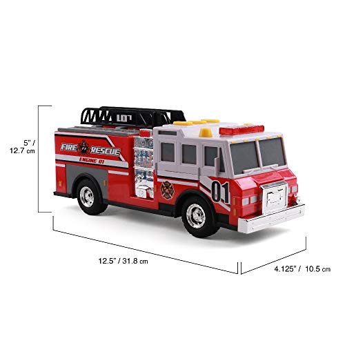 Mighty Fleet Rescue Force Fire Ladder Truck Toy with Realistic Lights & Sounds, Durable Plastic Construction & Working Ladder! Ages 3+