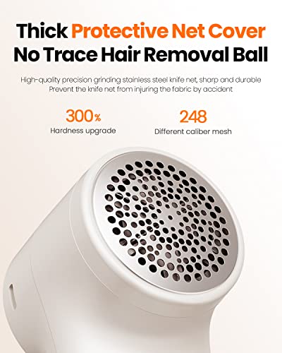 GAIATOP Fabric Shaver, Rechargeable Lint Remover Sweater Defuzzer, Intelligent Digital Display Lints Shaver Fuzzs Pills Bobbles Trimmer for Clothes and Furniture White(1 pcs)