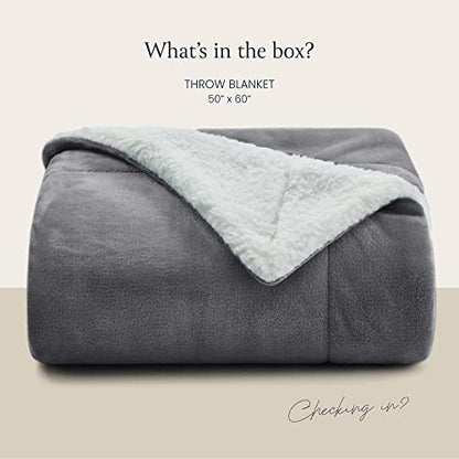 BELADOR Throw Blanket - Fleece Blankets 50"x60" - Soft Blanket with Sherpa Reverse Fluff - Travel Blanket for Bed, Anti-Static Blankets & Throws - Plush Lightweight Blanket, Cozy Fuzzy Couch Blanket