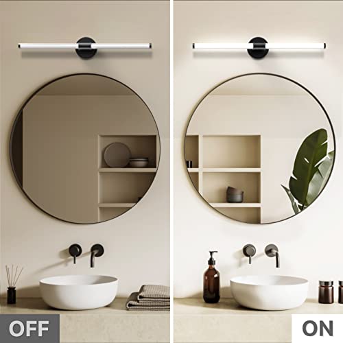 ADD 2 TO YOUR CART! Galental Bathroom Light Fixtures Wall Mount, 23inch Dimmable LED Vanity Light, 13W 6000K Modern 360°Wall Sconce, Black Linear Vanity Light Wall Light Bar for Bathrrom, Living Room Hallway