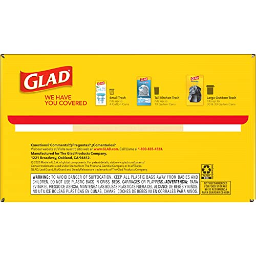 GLAD ForceFlex Tall Drawstring Trash Bags, 13 Gallon White Trash Bags for Tall Kitchen Trash Can, Unscented Leak Protection Bags, 120 Count - Packaging May Vary