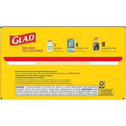 GLAD ForceFlex Tall Drawstring Trash Bags, 13 Gallon White Trash Bags for Tall Kitchen Trash Can, Unscented Leak Protection Bags, 120 Count - Packaging May Vary