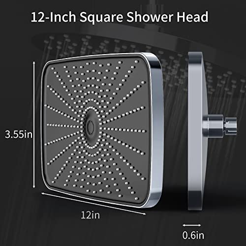 Shower Head,12 Inch Rain Shower Head High Pressure,Rainfall Detachable Waterfall Showerhead,Rain Setting Pressure Boosting High Flow Large Shower Head,Big Square Bathroom Ceiling Shower Head