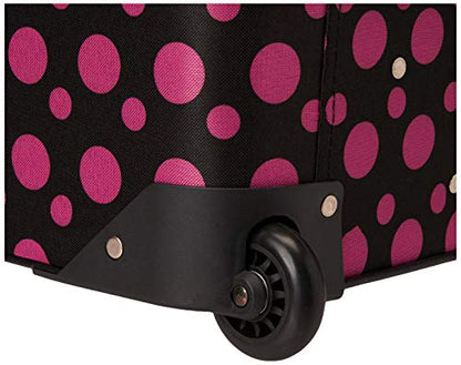 Rockland Fashion Softside Upright Luggage Set, Black/Pink Dot, 4-Piece (14/19/24/28)