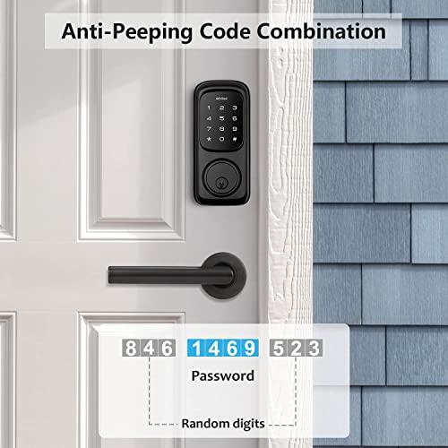 Revolo Door Locks with Touchscreen Keypads, Keyless Entry Door Lock, Electronic Keypad Deadbolt for Front Door, BHMA Certified, All-Metal Construction, Auto Lock, Easy to Install, Matte Black