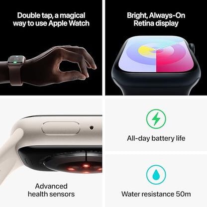 Apple Watch Series 9 [GPS 41mm] Smartwatch with Midnight Aluminum Case with Midnight Sport Loop. Fitness Tracker, Blood Oxygen & ECG Apps, Always-On Retina Display, Carbon Neutral