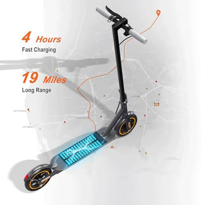 NAVIC T5 Electric Scooter, Up to 19 Miles Range, 19 Mph Folding Commute Electric Scooter for Adults with 8.5" Solid Tires, Dual Braking System and App Control