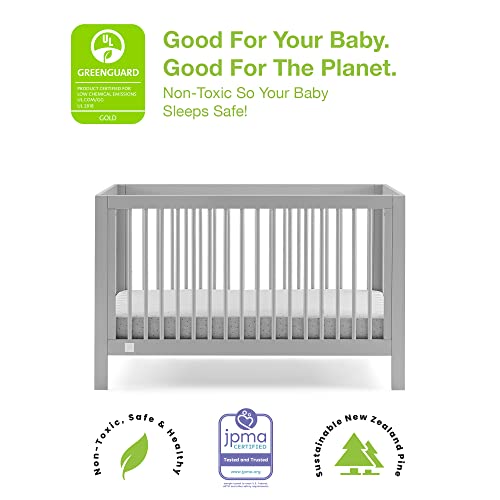 babyGap by Delta Children Charlie 6-in-1 Convertible Crib TrueSleep Crib and Toddler Mattress Legacy 3 Drawer Dresser (Bundle), Grey