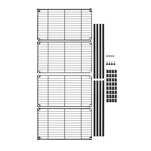 Amazon Basics 4-Shelf Adjustable Storage Shelving Unit, 200 Pound Loading Capacity per Shelf, Steel Organizer Wire Rack, 24 x 14 x 48 Inches (LxWxH), Black