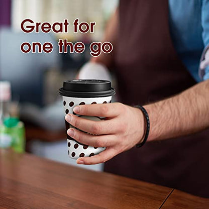 Ginkgo Coffee Cups with Lids 12 oz, 92 Pack Disposable To Go Coffee Cups for Cappuccino, Hot Beverages, Coffee, Cocoa, Chocolate - Coffee Time