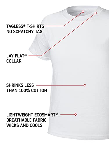 Hanes Boys' Undershirt, EcoSmart Short Sleeve Crew Shirts, Multiple Packs Available, Assorted, Medium
