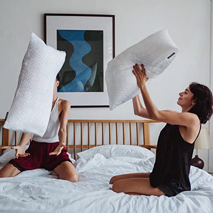 Hoperay Bed Neck Pillows for Sleeping - Bedding Shredded Memory Foam Firm Pillow - Support Side Sleeper Pillow - Adjustable Loft Washable Removable with Pillowcase