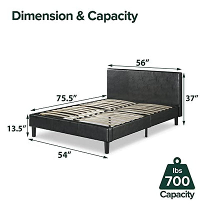 ZINUS Jade Faux Leather Upholstered Platform Bed Frame / Mattress Foundation with Wood Slat Support / No Box Spring Needed / Easy Assembly, Full
