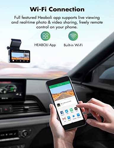 Heaboli 4K Dual Dash Cam Front and Rear, Wi-Fi GPS, 3 Inches IPS Touch Screen, Car Camera Driving Recorder with Night Vision, Parking Mode, 3 Inches IPS Touch Screen