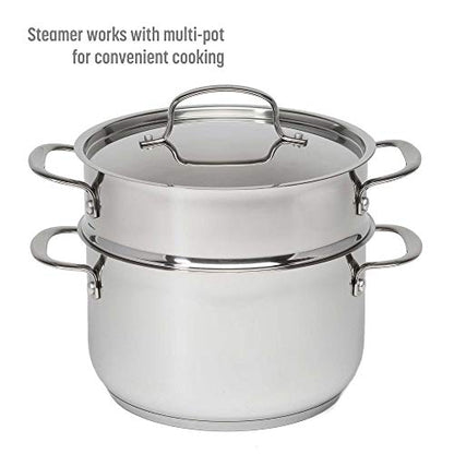 Goodful 12-Piece Classic Stainless Steel Cookware Set with Tri-Ply Base for Even Heating, Durable, Impact Bonded Pots and Pans, Dishwasher Safe Includes Non Stick Frying Pan, Chrome