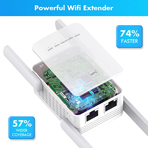 MEESTORY WiFi Extenders Signal Booster for Home, Extender, 2023 Newest and Amplifier up to 8470Sq.ft, Internet Booster, Repeater with Ethernet Port & Access Point, 1-Tap Setup, 2.4GHz, Green