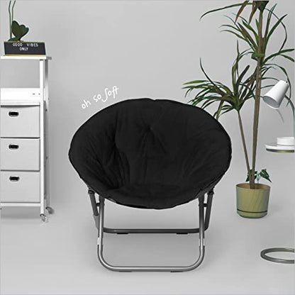Urban Shop Faux Fur Saucer Chair, One Size, Black