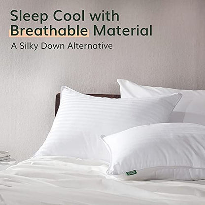 Fern and Willow Pillows for Sleeping - Set of 2 Queen Size Down Alternative Pillow Set w/Luxury Plush Cooling Gel for Side, Back & Stomach Sleepers
