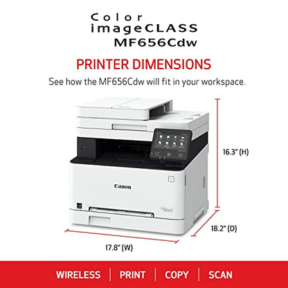 Canon Color imageCLASS MF656Cdw - All in One, Duplex, Wireless Laser Printer with 3 Year Limited Warranty, White