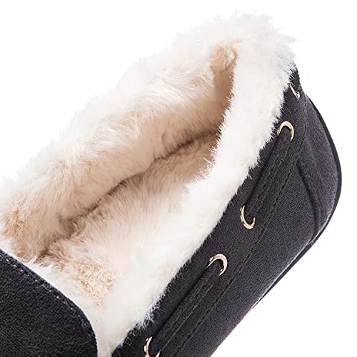 GLOBALWIN Womens Faux Fur Lined Slipper Moccasin Shoes, 1916Grey, Size 7.5 (GW-W1916-GREY-SZ-7.5)