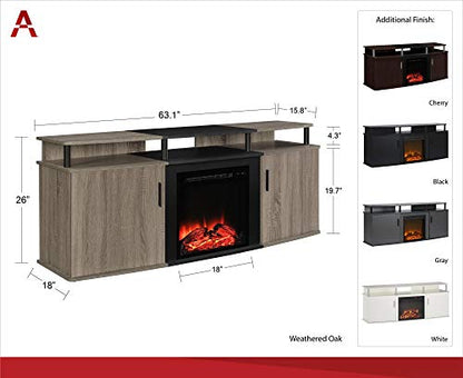 Ameriwood Home Carson Electric Fireplace TV Console for TVs up to 70", Black