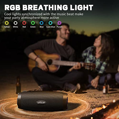 Ortizan Bluetooth Speakers Loud, 80W Powerful Sound and Monstrous Bass, IPX7 Waterproof/True Wireless Stereo/Power Bank/Pro EQ/DSP/LED Lights/12H Playtime, Portable Outdoor Speaker for Party, Camping