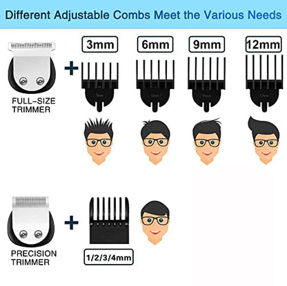 Brightup Beard Trimmer for Men, IPX7 Waterproof Beard Trimming Kit with Electric Razor, Hair Clippers, Hair Trimmer for Mustache Body Facial Nose Ear, FK-8788T