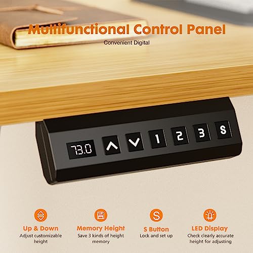 Sweetcrispy Electric Standing Desk Adjustable Height, 40 x 24 inch Stand up Sit Stand Desk with Drawers, Ergonomic Home Office Rising Table Computer Workstation Gaming Work Desk, Oak