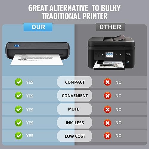 Portable Printer Wireless for Travel，Bluetooth Thermal Printer Support 8.5" X 11" US Letter &Legal, A4&A5 Thermal Paper, Inkless Printer Compatible with iOS, Android & Laptop for Office Car Home