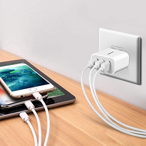 Amoner 2Pack 15W 3-Port Plug Power Adapter for iPhone 14/13/12/11/Pro/ProMax/Xs/XR/X/8, Galaxy S22 S21 and More
