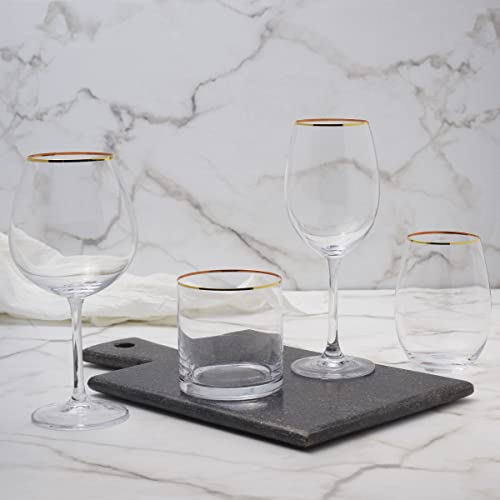 Mikasa Julie Gold Set of 4 White Wine Glasses, 16.5-Ounce, Clear
