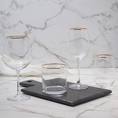 Mikasa Julie Gold Set of 4 White Wine Glasses, 16.5-Ounce, Clear