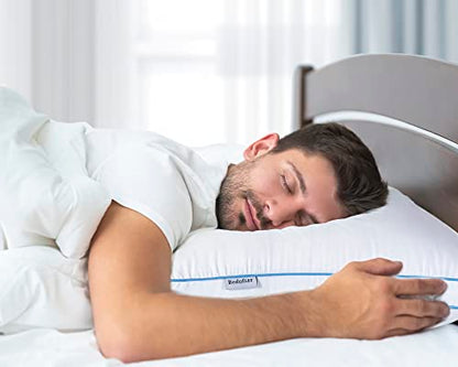 Bedufsar Bed Pillows for Sleeping, Queen Size Pillows Hotel Quality Set of 2, Firm and Supportive Gusseted Pillows for Side and Back Sleepers, Cooling Down Alternative Fluffy Soft Pillow (20x30 in)