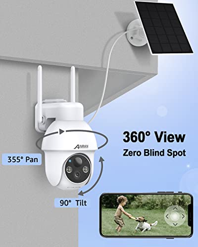 ANRAN 2K Security Camera Wireless Outdoor, Solar Outdoor Camera with 360° View, Smart Siren, Spotlights, 3MP Color Night Vision, AI Human Detection, 2-Way Talk, Compatible with Alexa, Q3 White