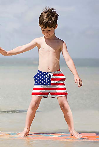 RAISEVERN Swim Trunks for Boys US Flag Beach Shorts Funny Cool American Flag Board Shorts Boys Swimsuits Summer Cute Swimwear Teens Kids Bathing Suits Quick Dry Shorts 9T 10T