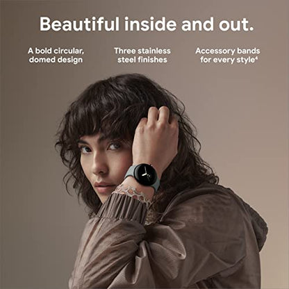 Google Pixel Watch - Android Smartwatch with Fitbit Activity Tracking - Heart Rate Tracking Watch - Matte Black Stainless Steel case with Obsidian Active band - WiFi