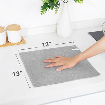 WEAWE Gray Microfiber Cleaning Cloth 13"x13", Ultra Soft Absorbent Microfiber Cleaning Rags for Housekeeping Cleaning Supplies, Lint Free Reusable Cleaning Cloths for House Washable, Pack of 12