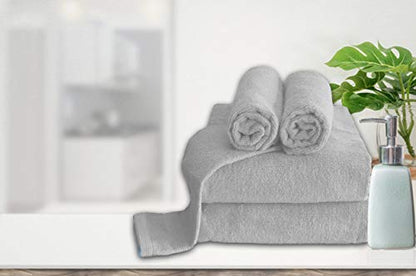 BELIZZI HOME 8 Piece Towel Set 100% Ring Spun Cotton, 2 Bath Towels 27x54, 2 Hand Towels 16x28 and 4 Washcloths 13x13 - Ultra Soft Highly Absorbent Machine Washable Hotel Spa Quality - Light Grey