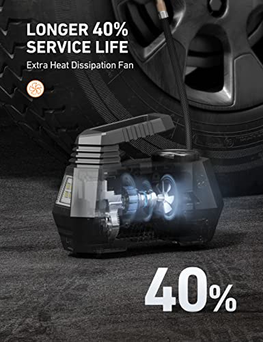 AstroAI Tire Inflator Portable Air Compressor Air Pump for Car Tires - Car Accessories, 12V Auto Tire Pump with Digital Pressure Gauge, 100PSI with Emergency LED Light for Bicycle, Balloons AC220R
