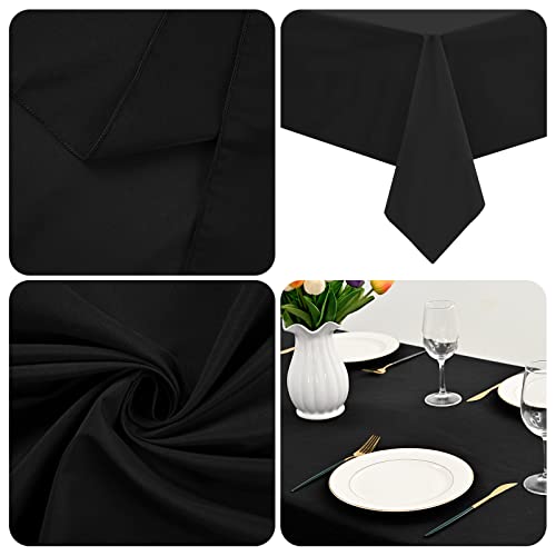 4 Pack 70 x 144 Inch Tablecloth, Black Polyester Tablecloth for 6 Ft Rectangle Tables,Stain and Wrinkle Resistant Washable Fabric Table Cloth for Wedding Party Dining Buffet Parties and Camping