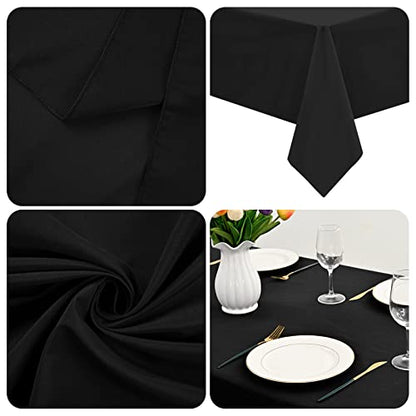 4 Pack 70 x 144 Inch Tablecloth, Black Polyester Tablecloth for 6 Ft Rectangle Tables,Stain and Wrinkle Resistant Washable Fabric Table Cloth for Wedding Party Dining Buffet Parties and Camping