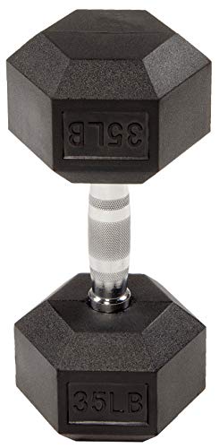 BalanceFrom Rubber Encased Hex Dumbbell in Pairs or Singles, Black