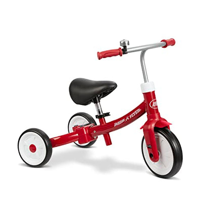 Radio Flyer Triple Play Trike, Toddler Tricycle, Balance Bike and Ride-On, Ages 1-3, Large, Red
