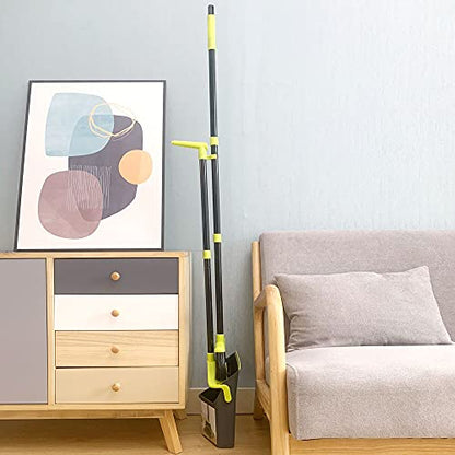 Long Handle Broom and Dustpan Set Broom Set Cleaning Supplies Upright Dust Pan Combo for Home Kitchen Office Lobby Floor Indoor Outdoor Dustpan Broom Set