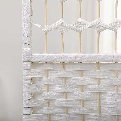 HOMCOM 6 Panel Room Divider, Folding Privacy Screen, 5.6' Room Separator, Wave Fiber Freestanding Partition Wall Divider for Rooms, Home, Office, White