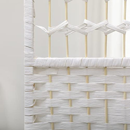 HOMCOM 6 Panel Room Divider, Folding Privacy Screen, 5.6' Room Separator, Wave Fiber Freestanding Partition Wall Divider for Rooms, Home, Office, White
